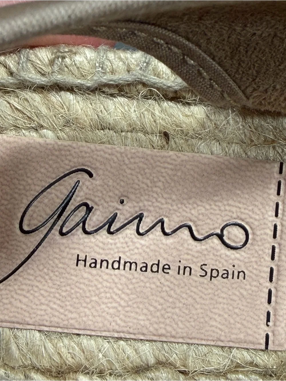 Gaimo Leather Slingback Espadrilles Low Wedge Handmade Spain Taupe EU36 US 5.5 6